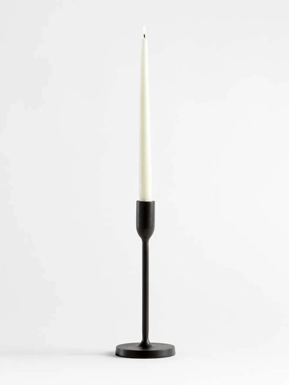 Crate and Barrel Megs Medium Black Taper Candle Holder 11